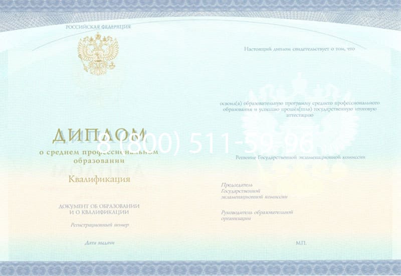 Купить Диплом о среднем образовании (Спецбланк) 2014-2026 года в Челябинске